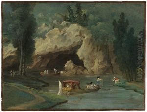 Boats in Front of the Grotto in the Park at Mereville