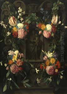 Flower Garland with the Virgin and Child by Daniel Seghers