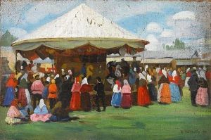 At The Carousel by Vyacheslav Pavlovich Bychkov