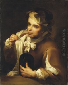Young Man drinking Wine by Bartolome Esteban Murillo