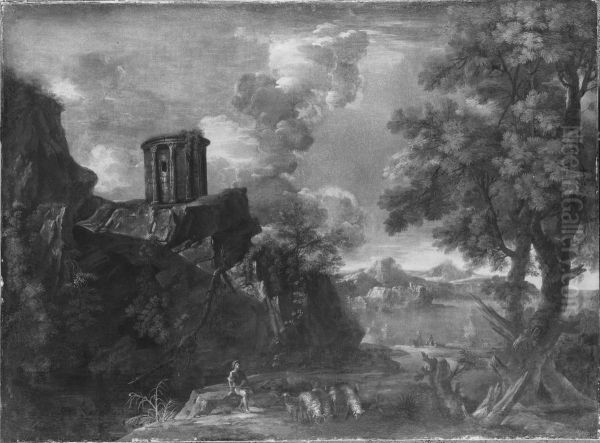 Landskap med rundtempel - view 1