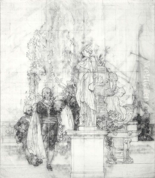 Cartoon for the Lower Hall of the NM. Patron of the Fine Arts and Founder of the Museum King Gustav III of Sweden Recieving Antique Pieces of Art - view 1