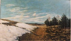Landscape with pines and snow Landscape with pines and snow