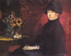 Portrait of Nicoline Peterssen. by Eilif Peterssen