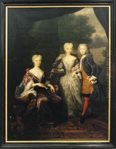 Maria Lovisa (1688-1765), prinsessa av Hessen-Kassel och Nassau-Dietz-Oranien samt hennes barn Anna Charlotta Amalia (1710-1777), prinsessa av Nassau-Dietz-Oranien och Vilhelm IV (1711-1751), prins av Nassau-Dietz-Oranien och stathallare av Nederlanderna by Arnold Boonen