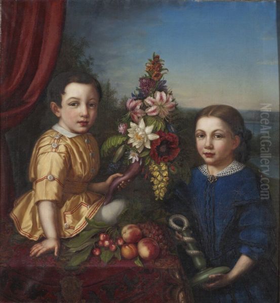 Syskonen Henrietta Fredrika von Arbin (1852-1880) och Axel Otto Fredrik von Arbin (1853-1906) - view 1