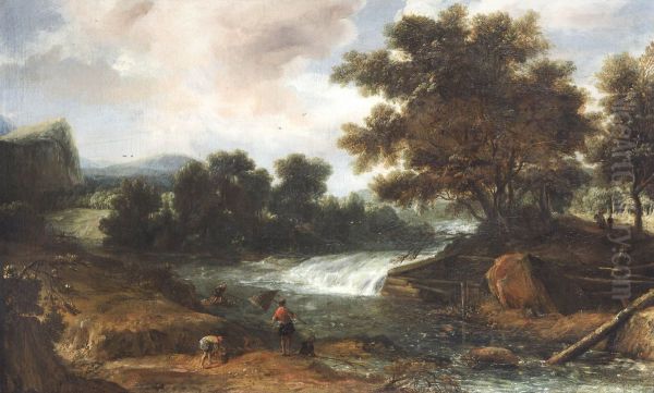 Mountain landscape with waterfall - view 1
