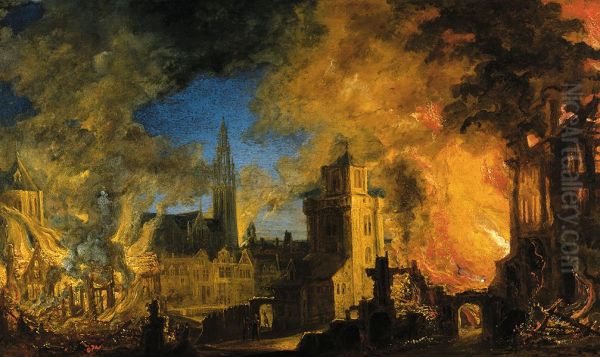 Fire at the powder factory in Antwerp - view 1