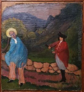 Costume composition in a landscape by Stanislaw Ignacy Witkiewicz (Witkacy)