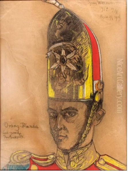 Self-portrait in a a Guard's Shako - view 1