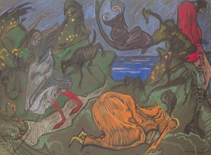 Composition with figures running around by Stanislaw Ignacy Witkiewicz (Witkacy)
