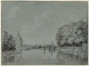 Plantage Muidergracht, gezien uit noordoostelijke richting. Links de Muiderpoort. Rechts de Plantage. by Jurriaen Andriessen