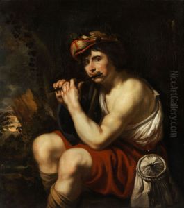 Young musician with a traverse flute by Jan Cossiers