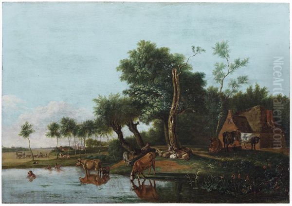 Het spiegelend koetje, Zwemmers, - view 1