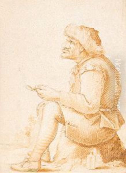 Seated Peasant, Smoking a Pipe - view 1