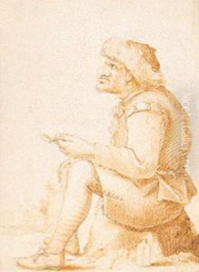 Seated Peasant, Smoking a Pipe by Anthonie Crussens