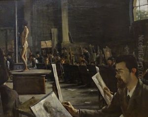 L'atelier de Cabanel a l'Ecole des Beaux-Arts by Jean Celestin Tancrede Bastet