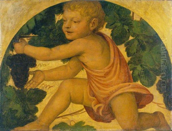 Putto Picking Grapes - view 1