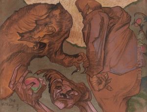 Fantastic composition with a boar by Stanislaw Ignacy Witkiewicz (Witkacy)