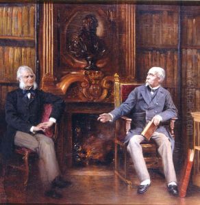 Le Duc d'Aumale au cabinet des livres au chateau de Chantilly by Gabriel Ferrier