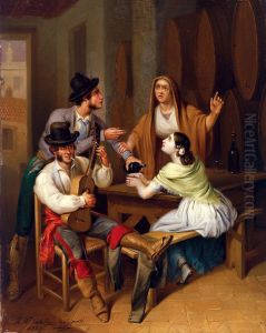 No more Wine. Tavern Scene by Angel Maria Cortellini
