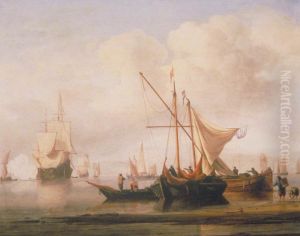 A Kaag and a Smalschip near the Shore by Willem van de Velde the Younger
