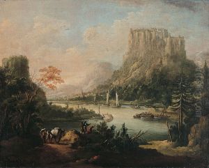 Elbe landscape with the fortress Konigstein by Johann Alexander Thiele