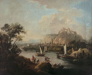 Elbe landscape with the fortress Hohnstein by Johann Alexander Thiele