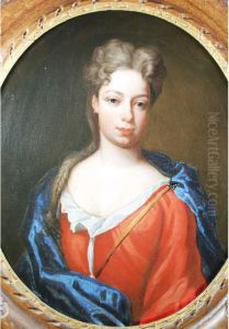 Half Length Portrait Of Duchess Of Marlborough With Brown Hair 
And A Long Plait Coming Over Her Right Shoulder