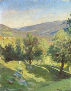 Norsk Landskab. Skizze til Baggrunden i Bjornsons Portraet. Norsk Landskab. Skizze til Baggrunden i Bjornsons Portraet.