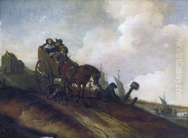 Waggon in a dune landscape - view 1