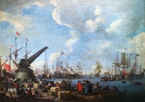 View of a Port by Adriaen Van Der Cabel