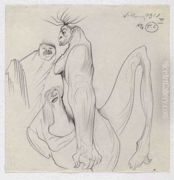 Symbolic composition with three figures - view 1