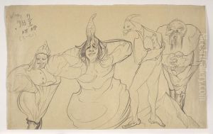 Composition with four characters Composition with four characters