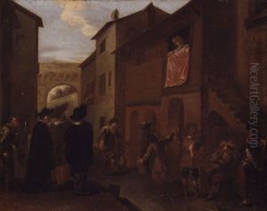 Serenade with dancers and musician by Jan Miel