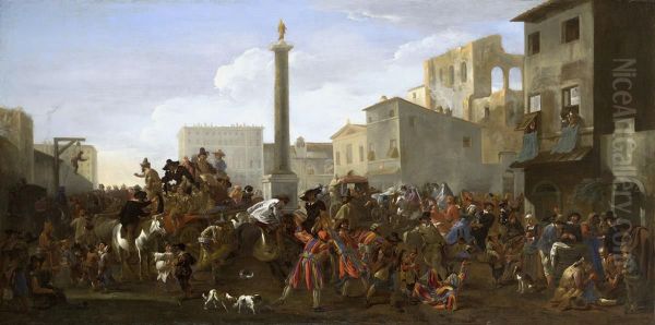 Carnival in the Piazza Colonna, Rome by Jan Miel
