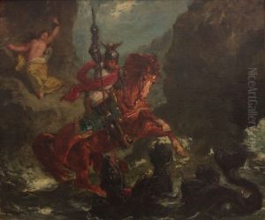 Roger delivrant Angelique by Eugene Delacroix