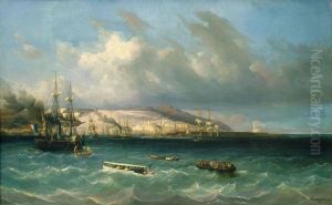 Vue du port et de la ville d'Alger by Lauvergne, Barthelemy