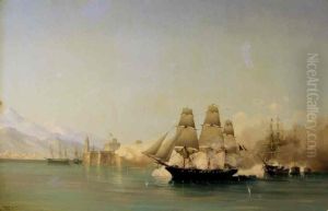 Bombardement de St Jean d'Ulloa, 1838 by Cheri-Francois-Marguerite Dubreuil