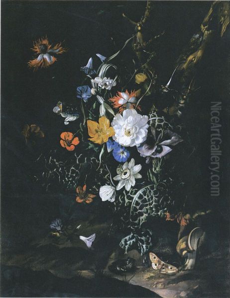 Forest recess with flowers - view 1