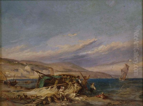 Barques et pecheurs pres de Nice - view 1