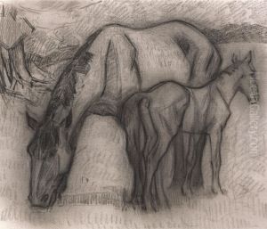 Study for Mare and Foal, Lytchetts, Clayhidon by Robert Bevan