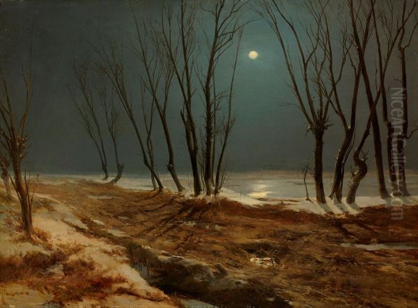 Landscape in Winter at Moonlight - view 1