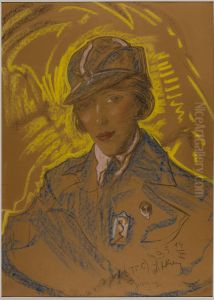 Asymetryczna Dama - Portret Eugenii Wyszomirskiej-Kuznickiej - goraco by Stanislaw Ignacy Witkiewicz (Witkacy)