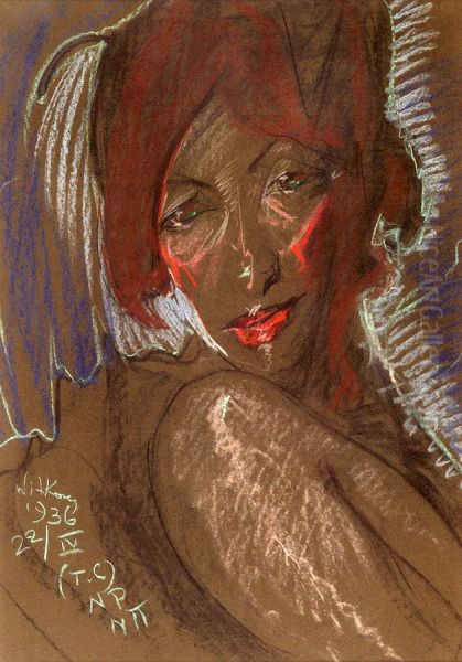 Asymmetric Lady - Portrait of Eugenia Wyszomirska-Kuznicka - With the knee under the chin - view 1