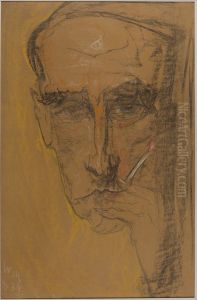 Portret mezczyzny z papierosem by Stanislaw Ignacy Witkiewicz (Witkacy)
