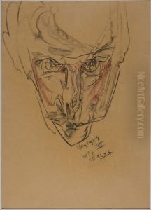 Portret meski - Autoportret by Stanislaw Ignacy Witkiewicz (Witkacy)