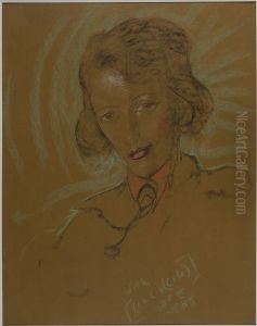 Asymmetric Lady - Portrait of Eugenia Wyszomirska-Kuznicka by Stanislaw Ignacy Witkiewicz (Witkacy)