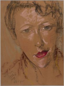 Asymmetric Lady - Portrait of Eugenia Wyszomirska-Kuznicka by Stanislaw Ignacy Witkiewicz (Witkacy)