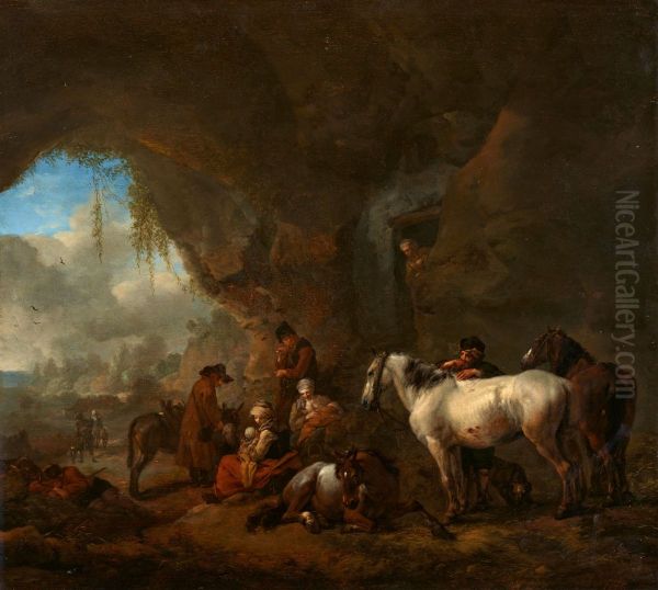 Travellers Resting in a Grotto - view 1
